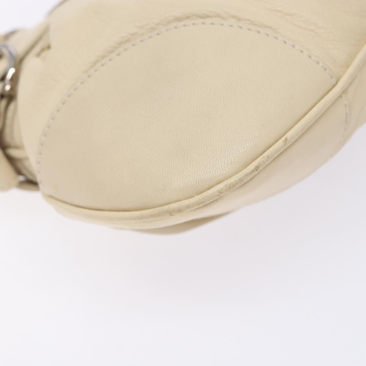 Salvatore Ferragamo Gancini Hand Bag Leather Ivory Silver Auth 142123