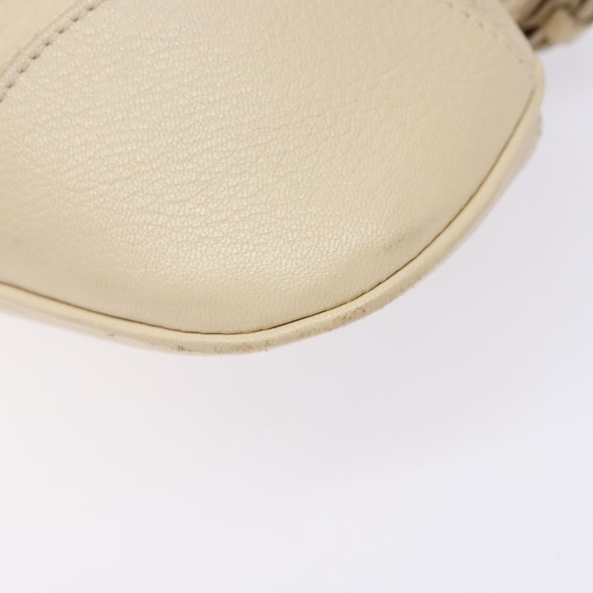 Salvatore Ferragamo Gancini Hand Bag Leather Ivory Silver Auth 142123