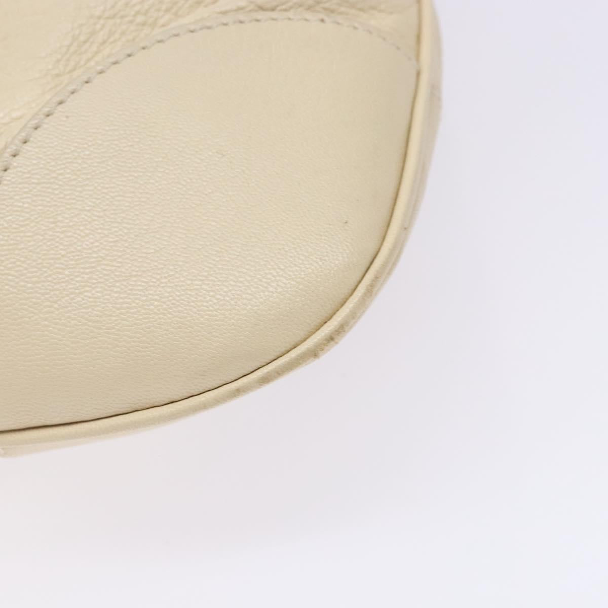 Salvatore Ferragamo Gancini Hand Bag Leather Ivory Silver Auth 142123