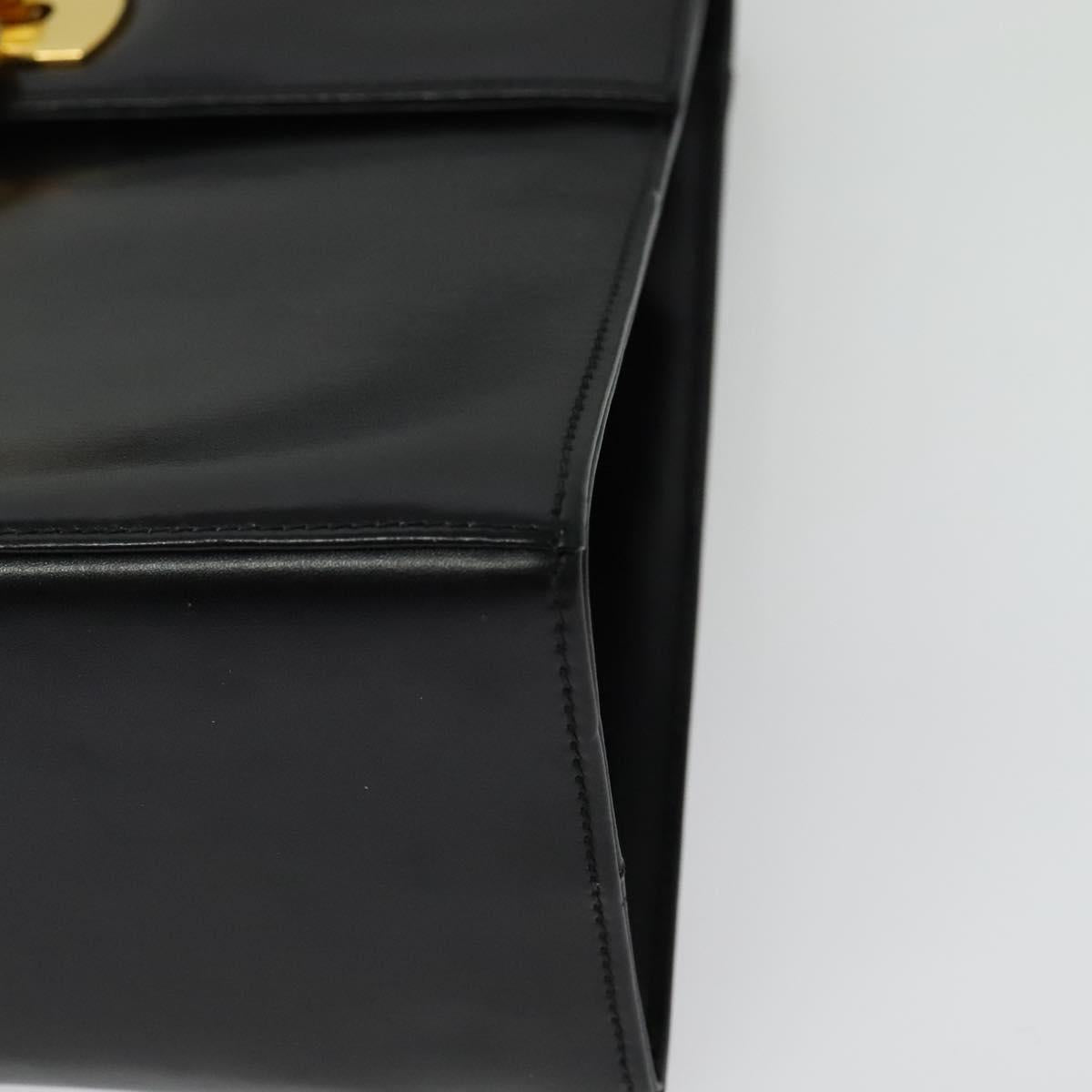 Salvatore Ferragamo Gancini Hand Bag Leather 2way Black Gold Auth 142126