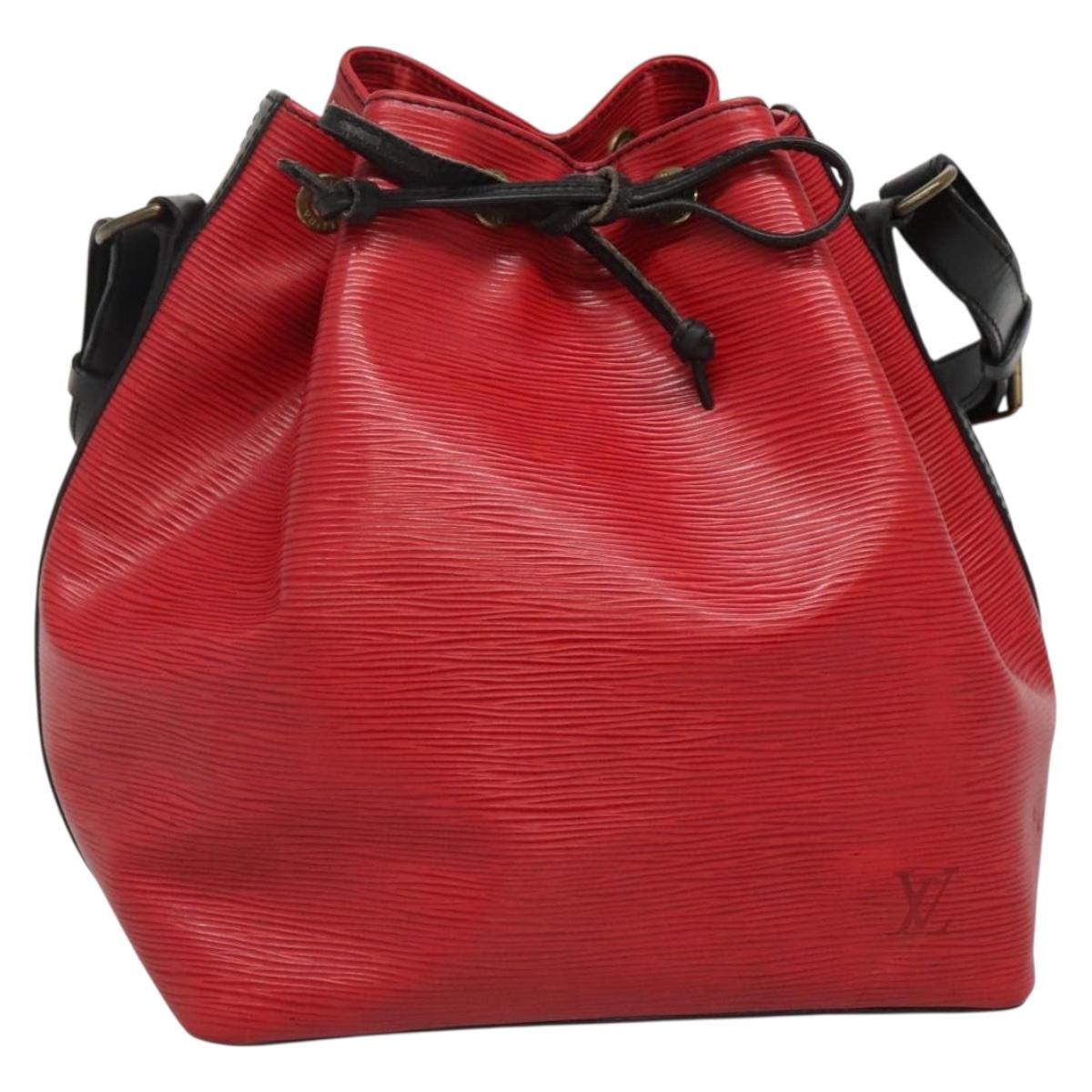 LOUIS VUITTON Epi Petit Noe Shoulder Bag Bicolor Black Red M44017 LV Auth 142148