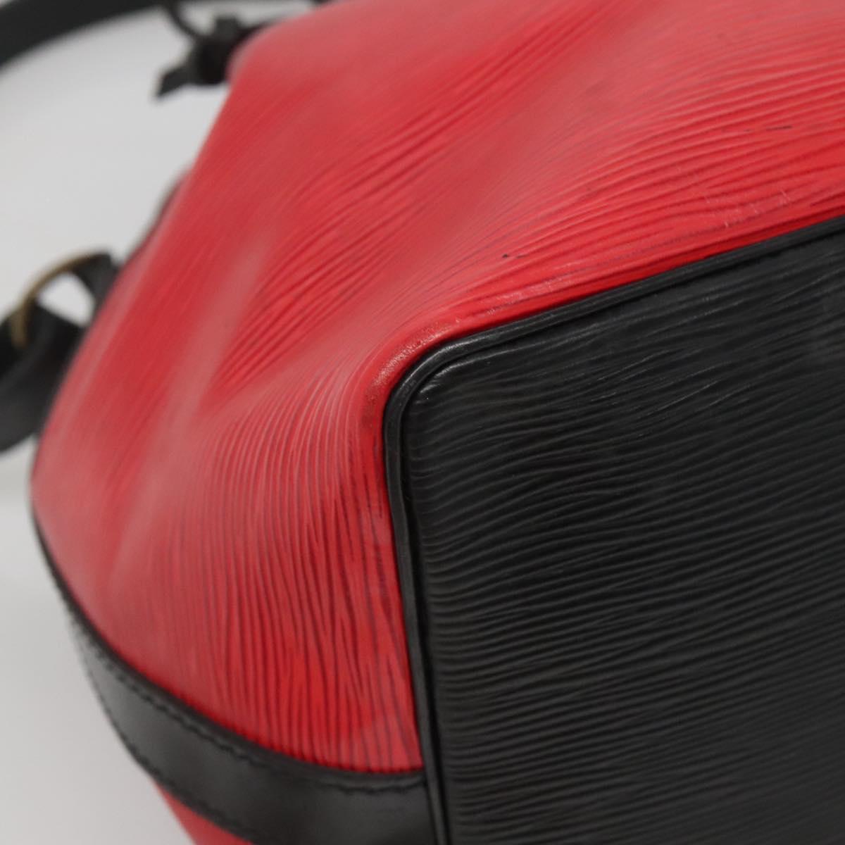 LOUIS VUITTON Epi Petit Noe Shoulder Bag Bicolor Black Red M44017 LV Auth 142148