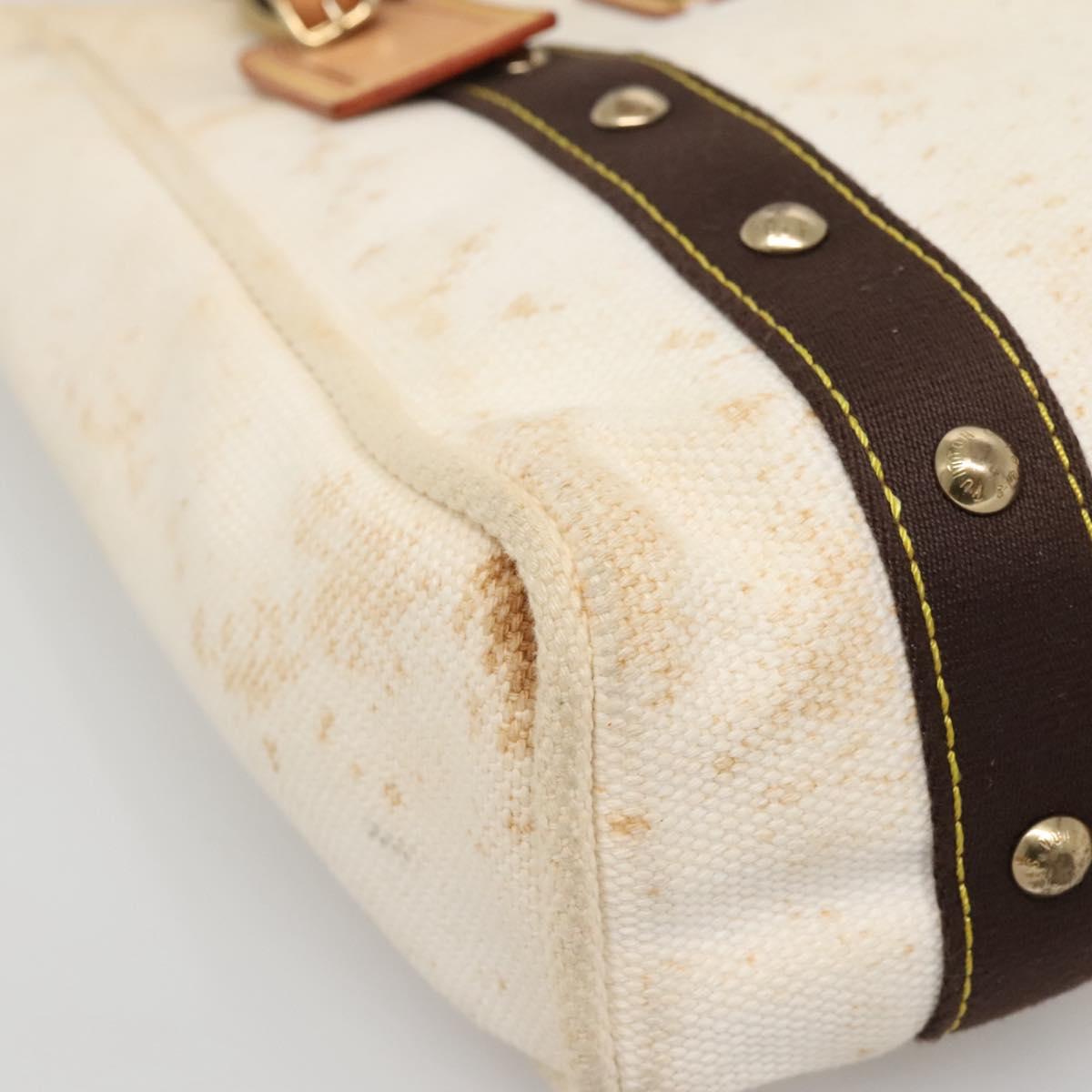 LOUIS VUITTON Antigua Cabas PM Tote Bag White Brown M40036 LV Auth 142158
