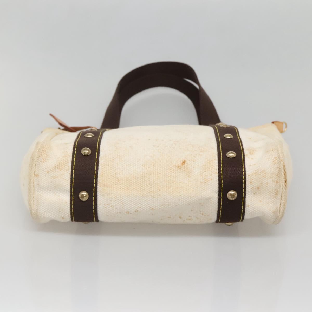 LOUIS VUITTON Antigua Cabas PM Tote Bag White Brown M40036 LV Auth 142158