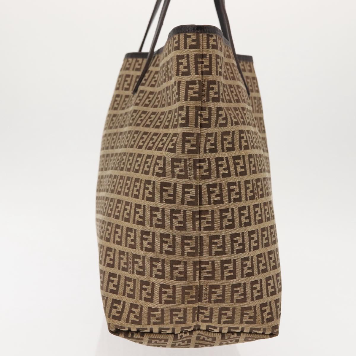 FENDI Zucchino Canvas Tote Bag Brown Auth 142159
