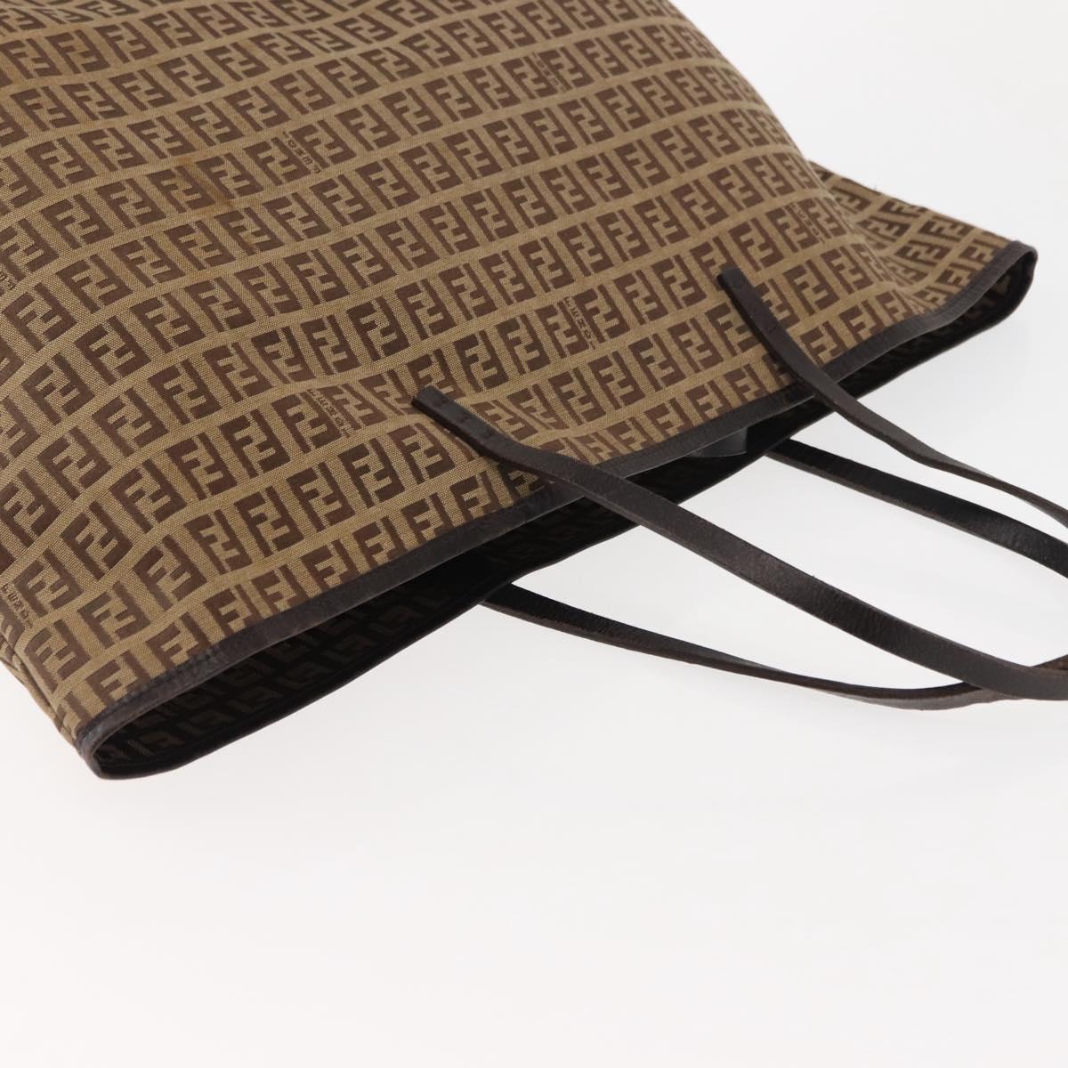 FENDI Zucchino Canvas Tote Bag Brown Auth 142159