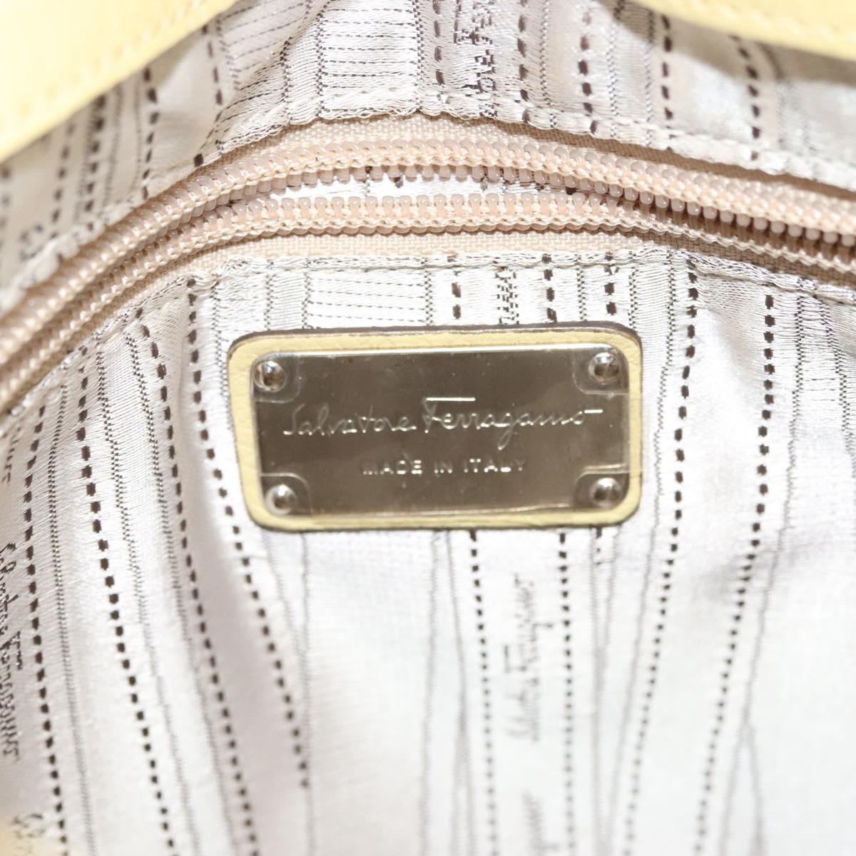Salvatore Ferragamo Gancini Shoulder Bag Leather Yellow Silver Auth 142164