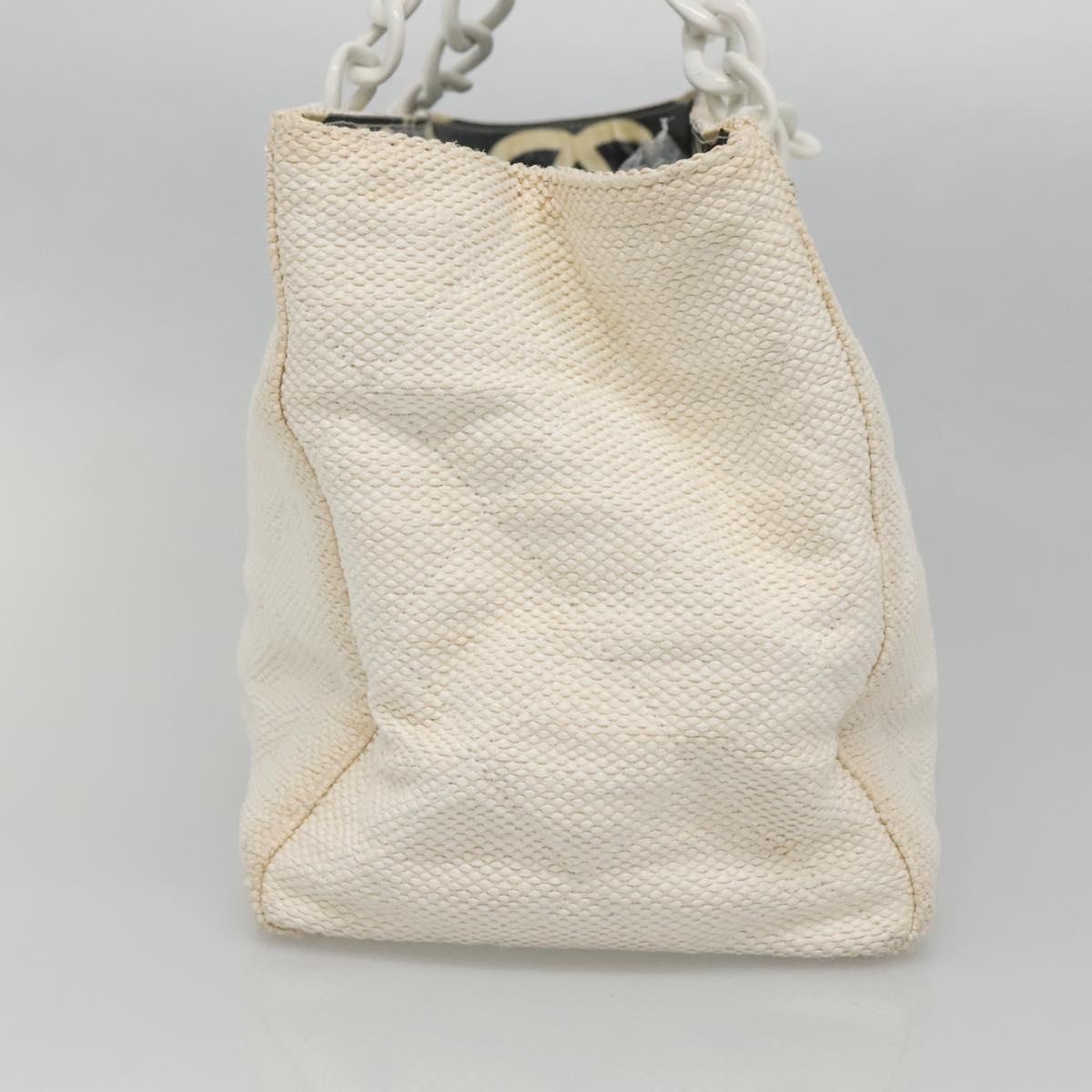 CHANEL Matelasse Chain Shoulder Bag Straw White Gold CC Auth 142166