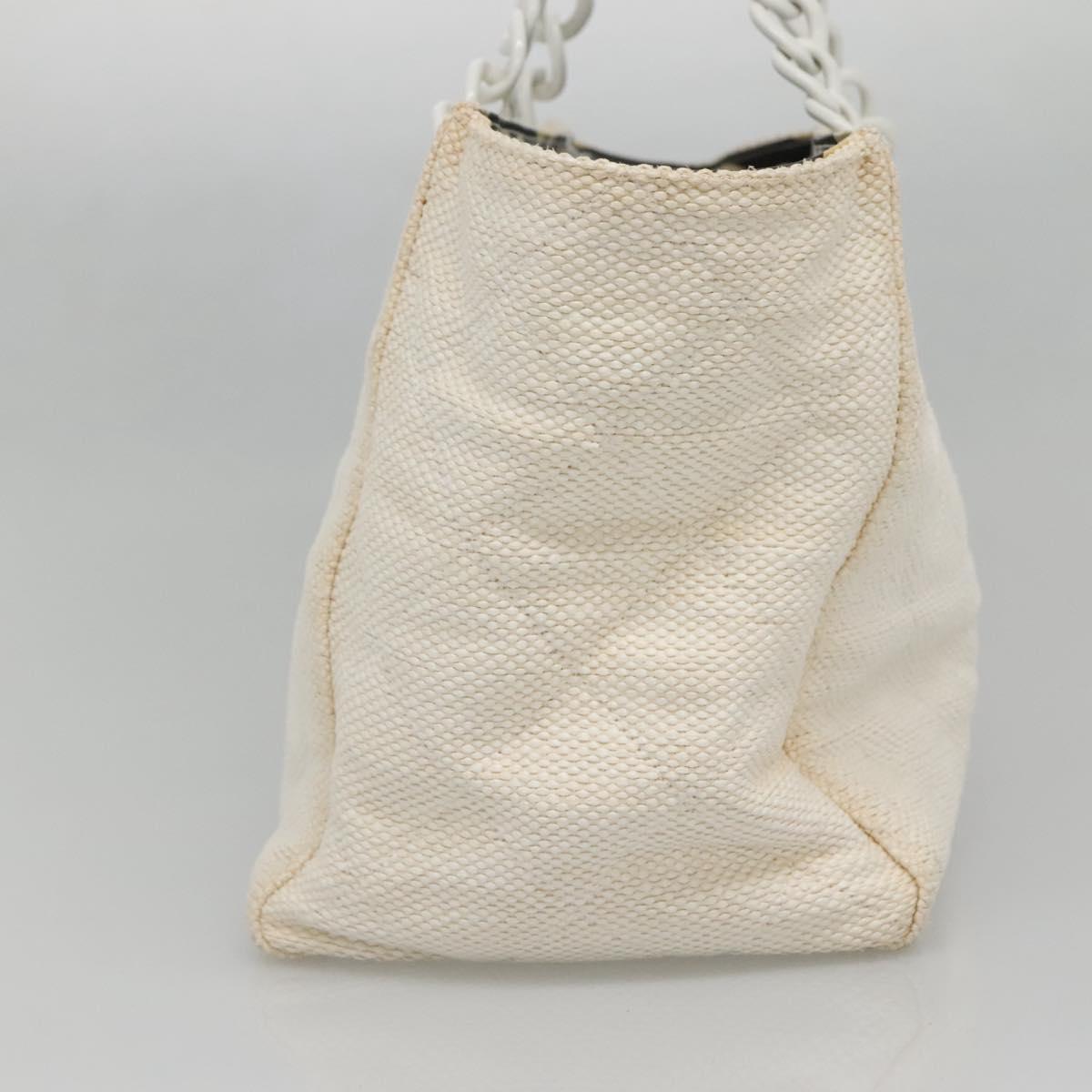 CHANEL Matelasse Chain Shoulder Bag Straw White Gold CC Auth 142166