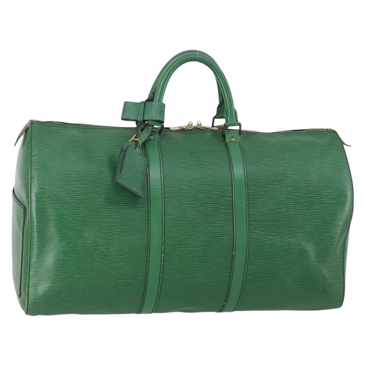 LOUIS VUITTON Epi Keepall 55 Boston Bag Green M42954 LV Auth 142175