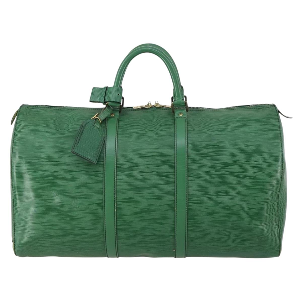 LOUIS VUITTON Epi Keepall 55 Boston Bag Green M42954 LV Auth 142175