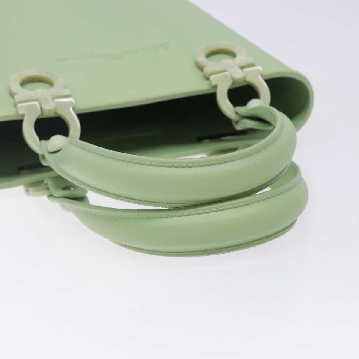 Salvatore Ferragamo Gancini Hand Bag Rubber Green Auth 142183