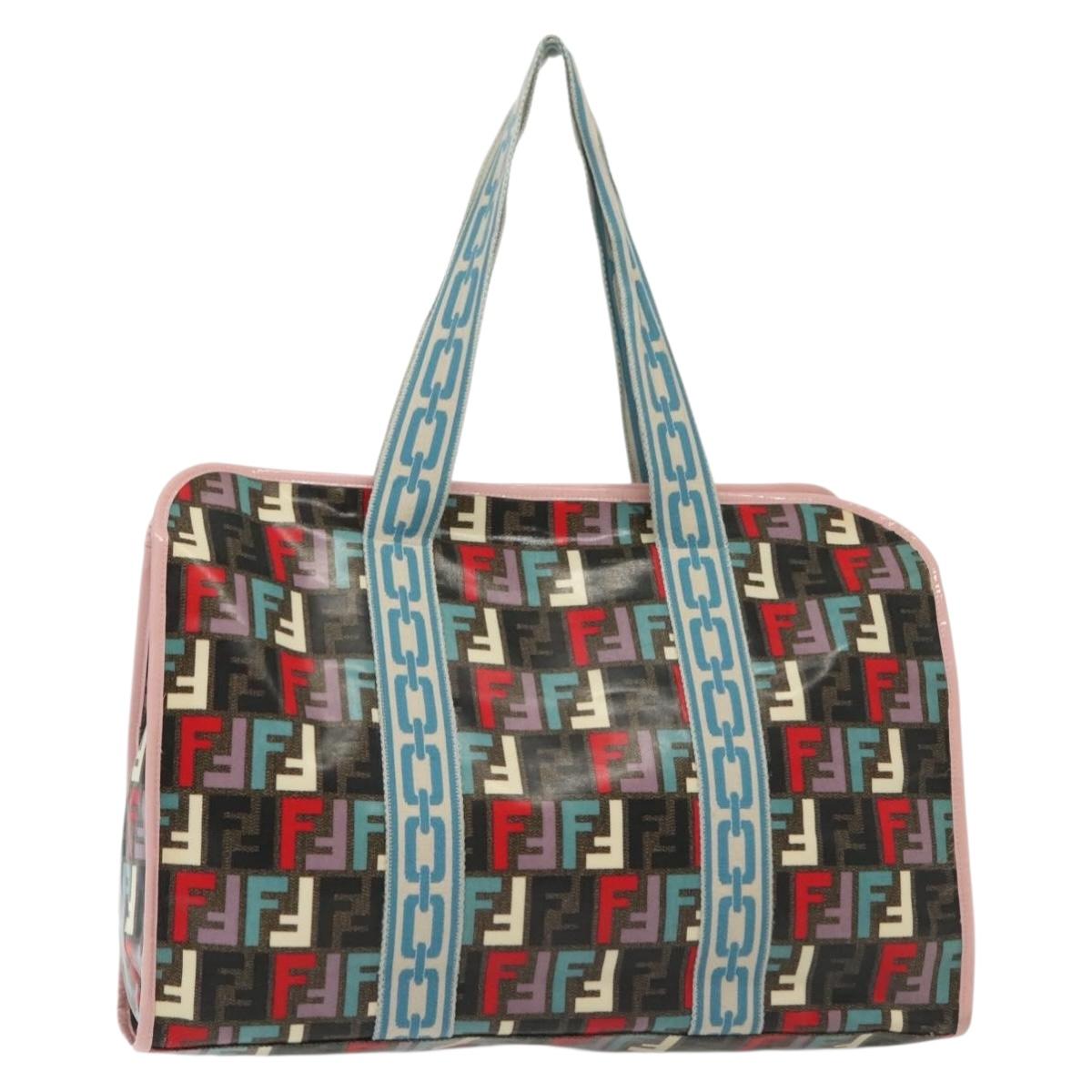 FENDI Zucca Canvas Tote Bag Coated Canvas Multicolor Auth 142184V