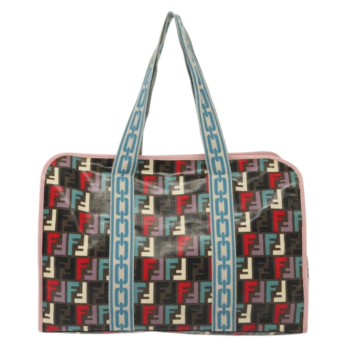 FENDI Zucca Canvas Tote Bag Coated Canvas Multicolor Auth 142184V