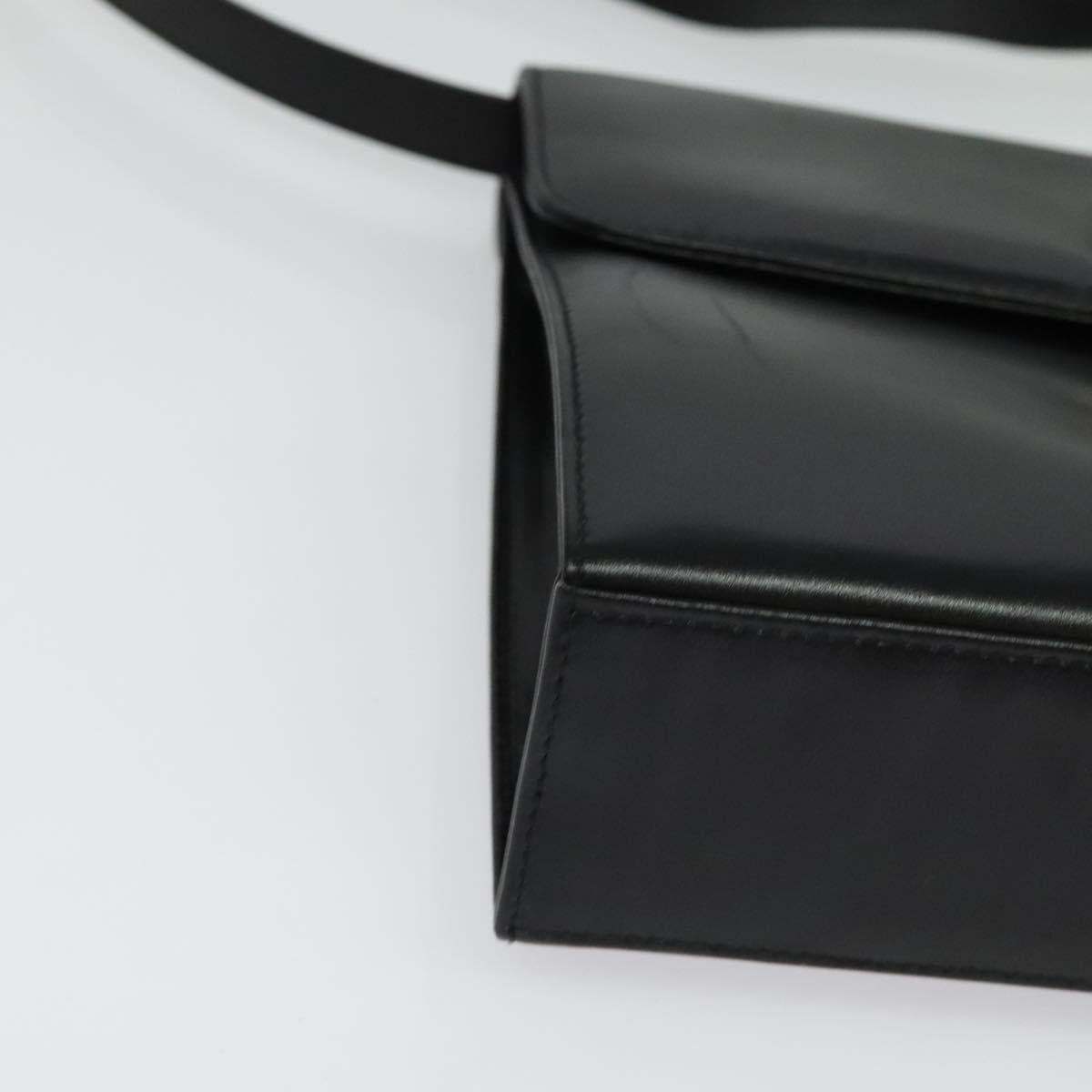 Salvatore Ferragamo Gancini Shoulder Bag Leather Black Gold Auth 142187