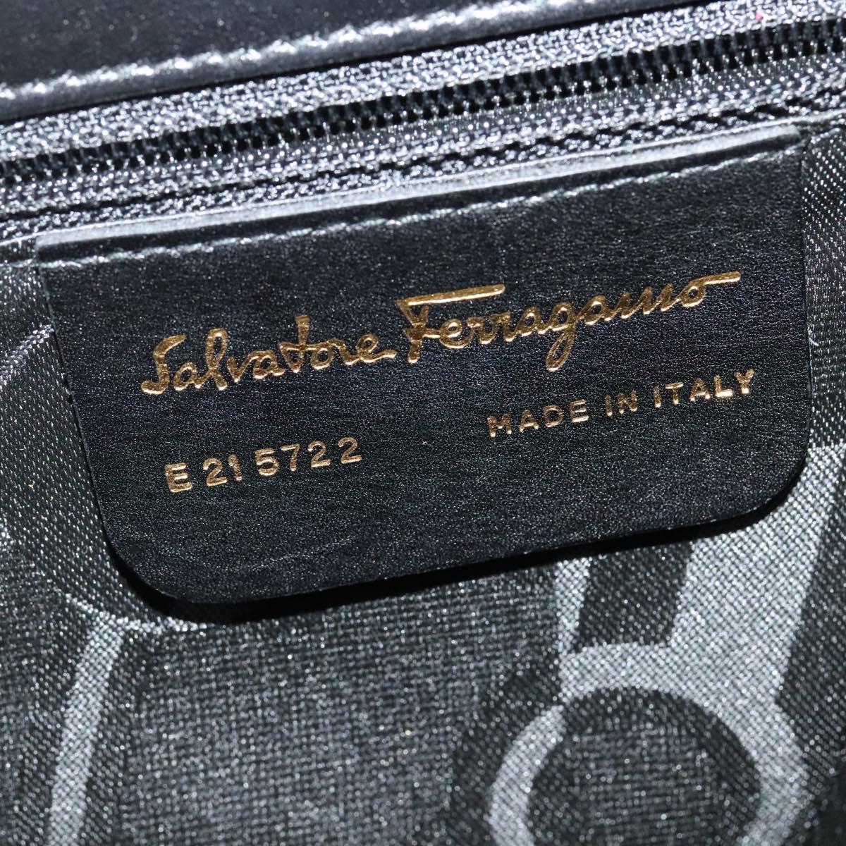 Salvatore Ferragamo Gancini Shoulder Bag Leather Black Gold Auth 142187