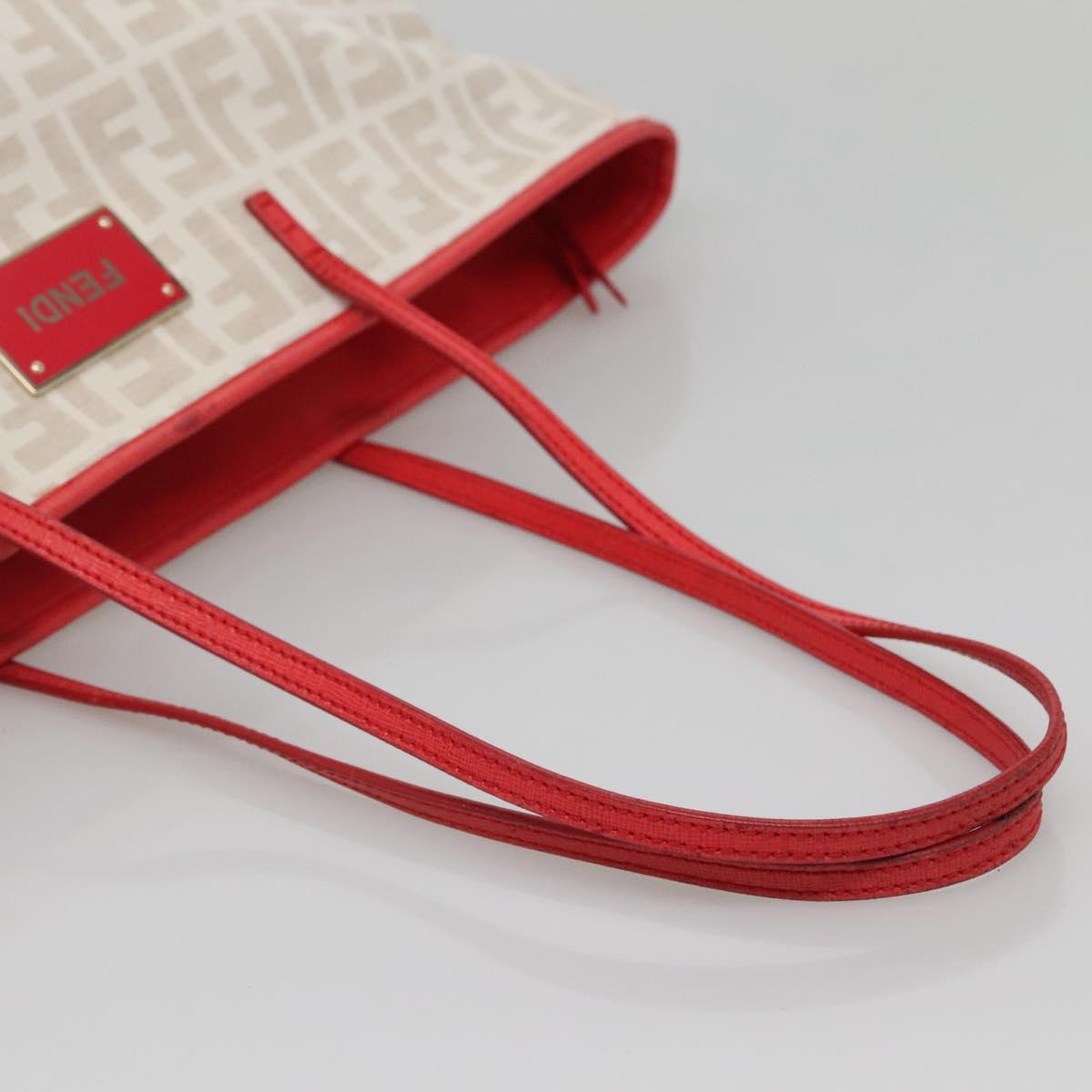 FENDI Zucca Canvas Tote Bag PVC White Gold Auth 142189