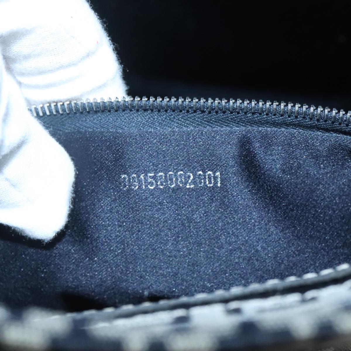 FENDI Zucchino Canvas Tote Bag Navy Silver Auth 142208