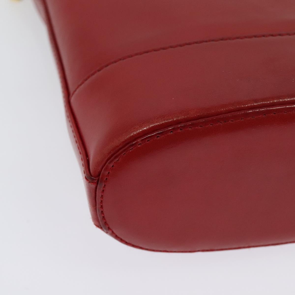 TIFFANY&Co. Chain Shoulder Bag Leather Red Gold Auth 142218