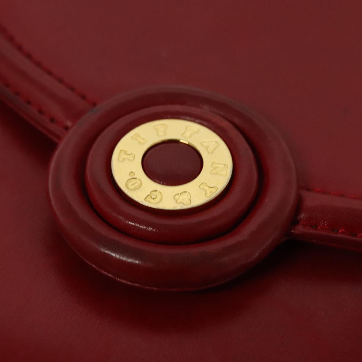 TIFFANY&Co. Chain Shoulder Bag Leather Red Gold Auth 142218