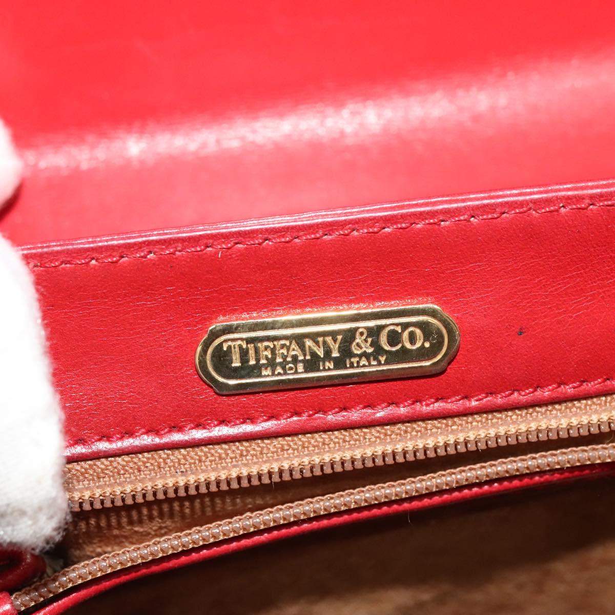 TIFFANY&Co. Chain Shoulder Bag Leather Red Gold Auth 142218