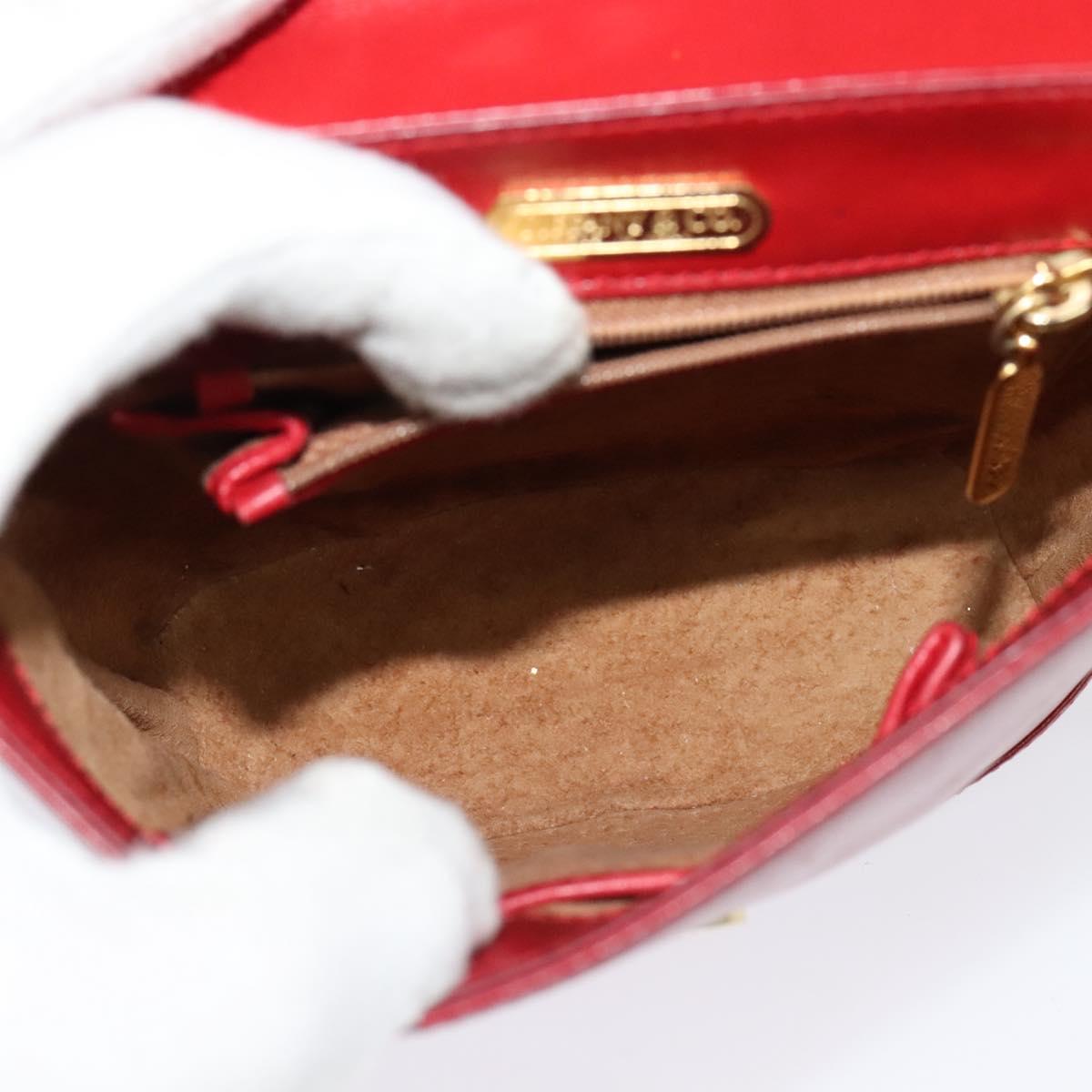 TIFFANY&Co. Chain Shoulder Bag Leather Red Gold Auth 142218