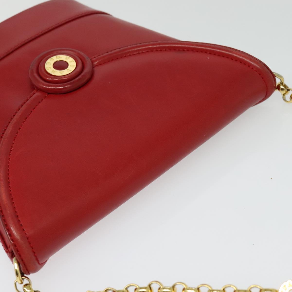 TIFFANY&Co. Chain Shoulder Bag Leather Red Gold Auth 142218