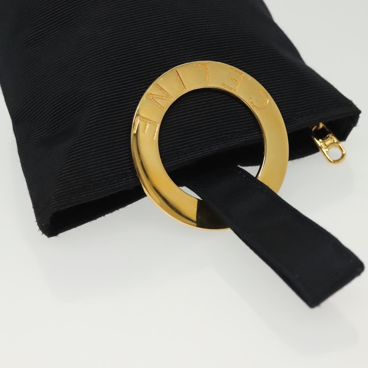 CELINE Pouch Canvas Black Gold Auth 142239