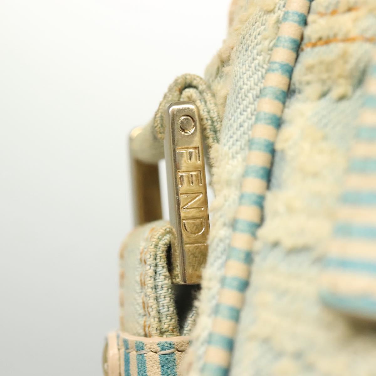 FENDI Shoulder Bag Denim Light Blue Gold Auth 142242