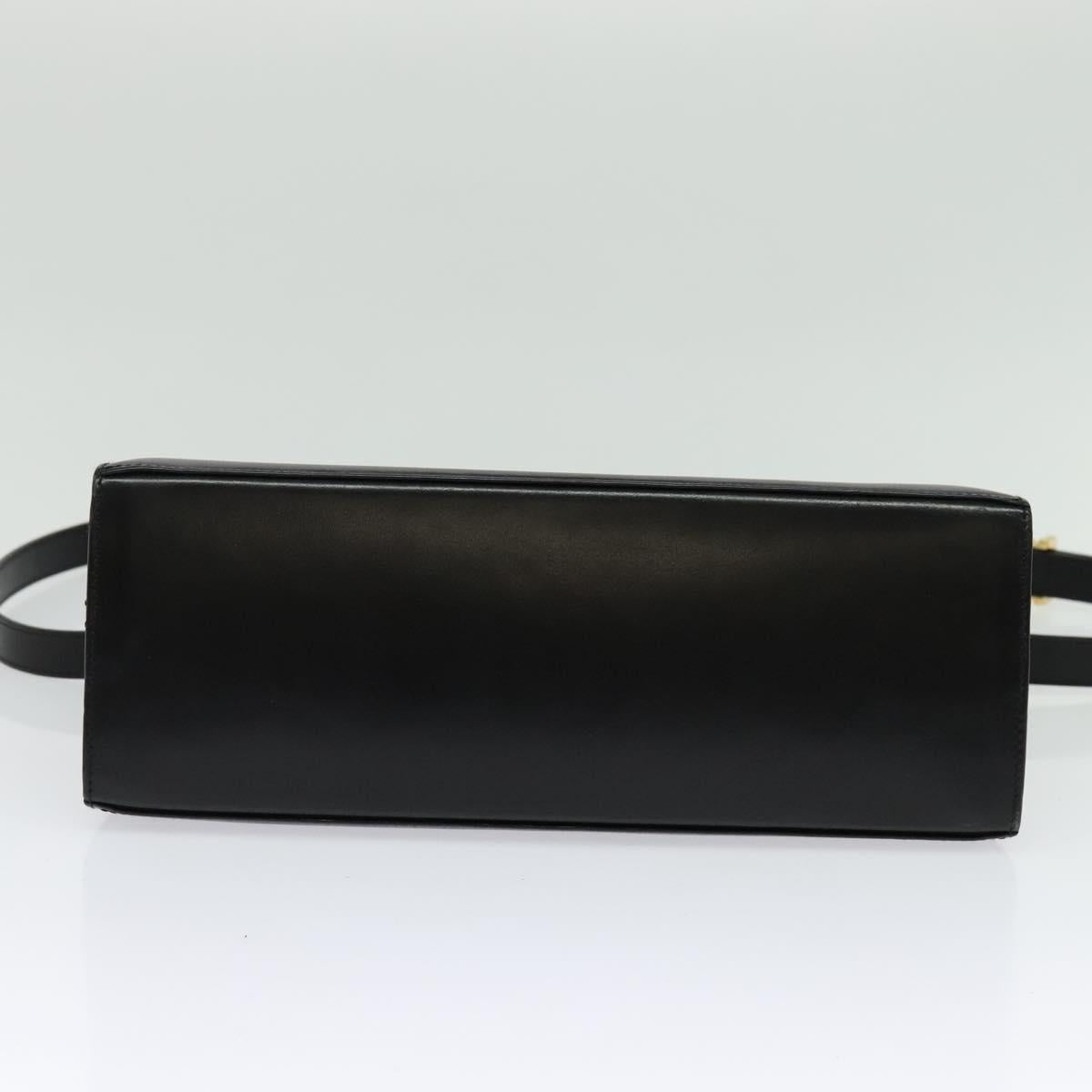 Salvatore Ferragamo Gancini Hand Bag Leather 2way Black Gold Auth 142244