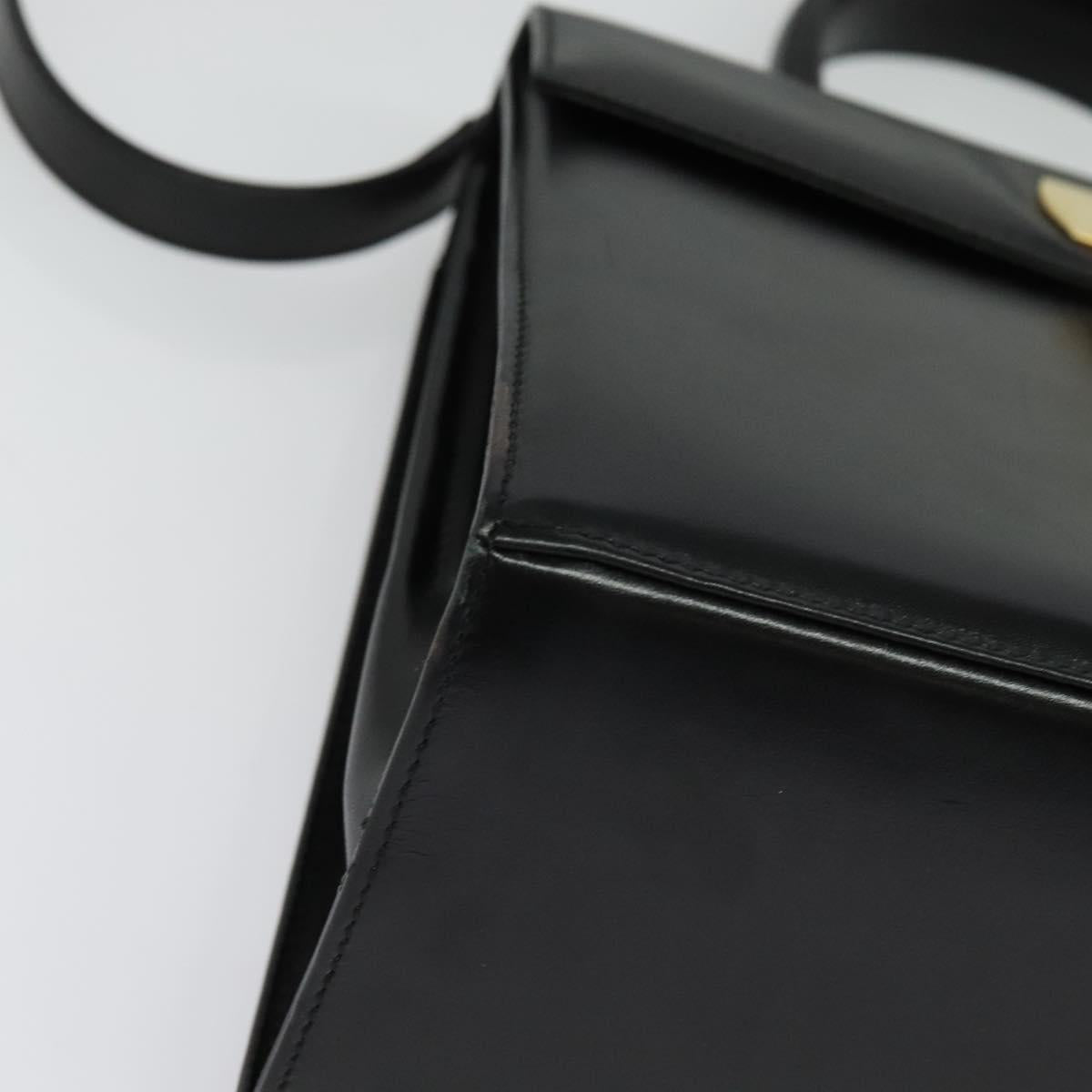 Salvatore Ferragamo Gancini Hand Bag Leather 2way Black Gold Auth 142244