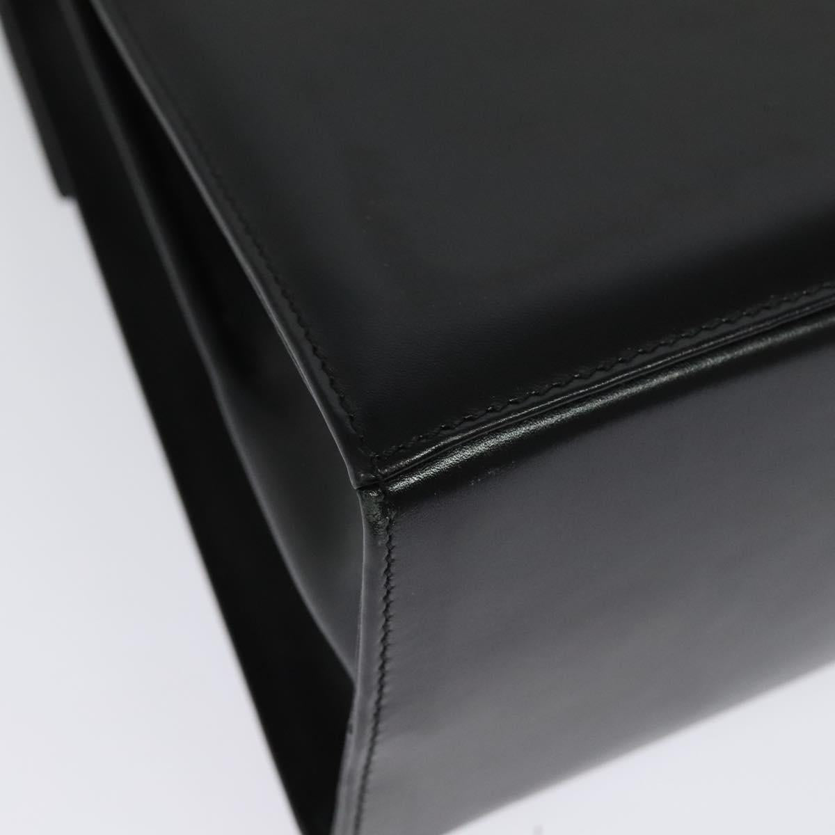 Salvatore Ferragamo Gancini Hand Bag Leather 2way Black Gold Auth 142244