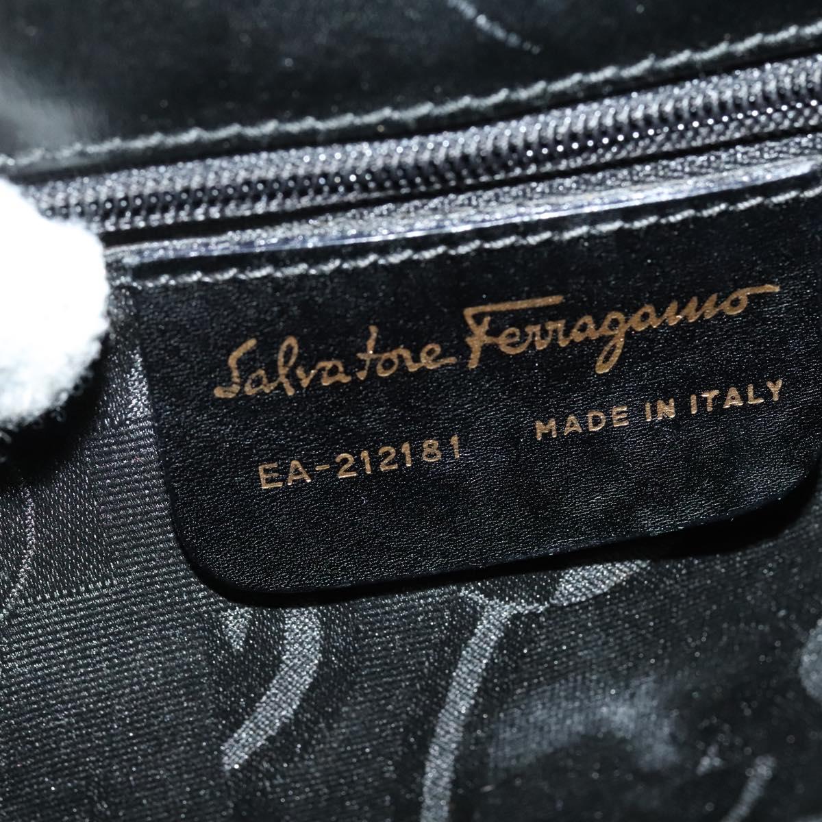 Salvatore Ferragamo Gancini Hand Bag Leather 2way Black Gold Auth 142244