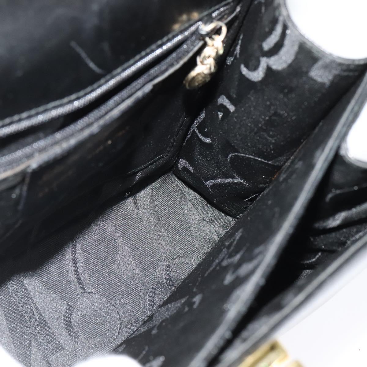 Salvatore Ferragamo Gancini Hand Bag Leather 2way Black Gold Auth 142244