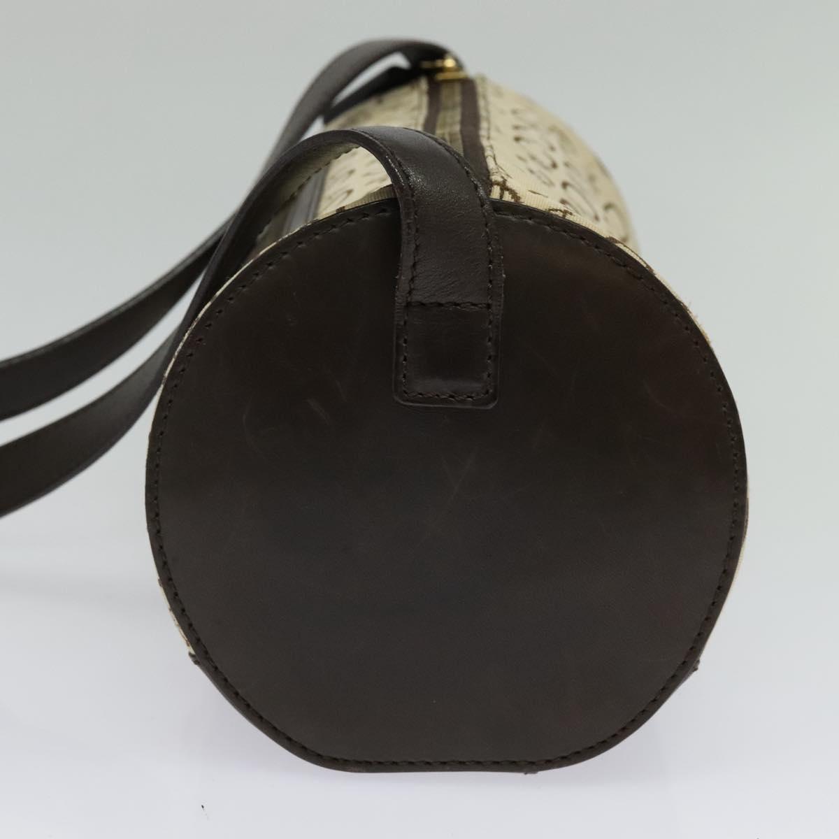 CELINE C Macadam Canvas Shoulder Bag Beige Gold Auth 142248