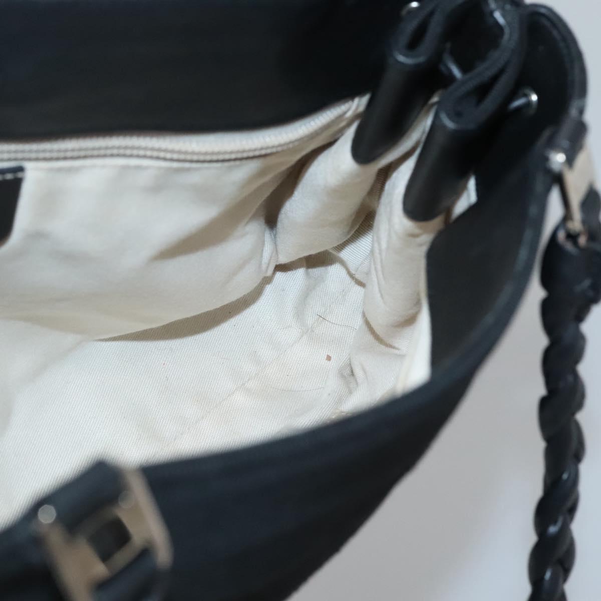 Salvatore Ferragamo Vala Hand Bag Canvas Black Silver Auth 142249