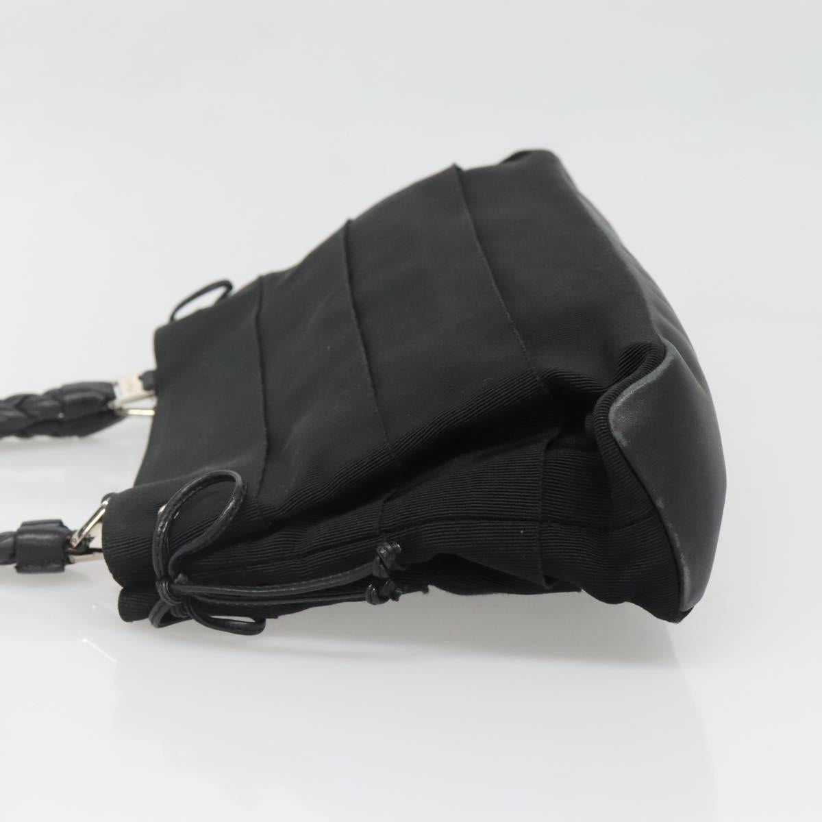 Salvatore Ferragamo Vala Hand Bag Canvas Black Silver Auth 142249