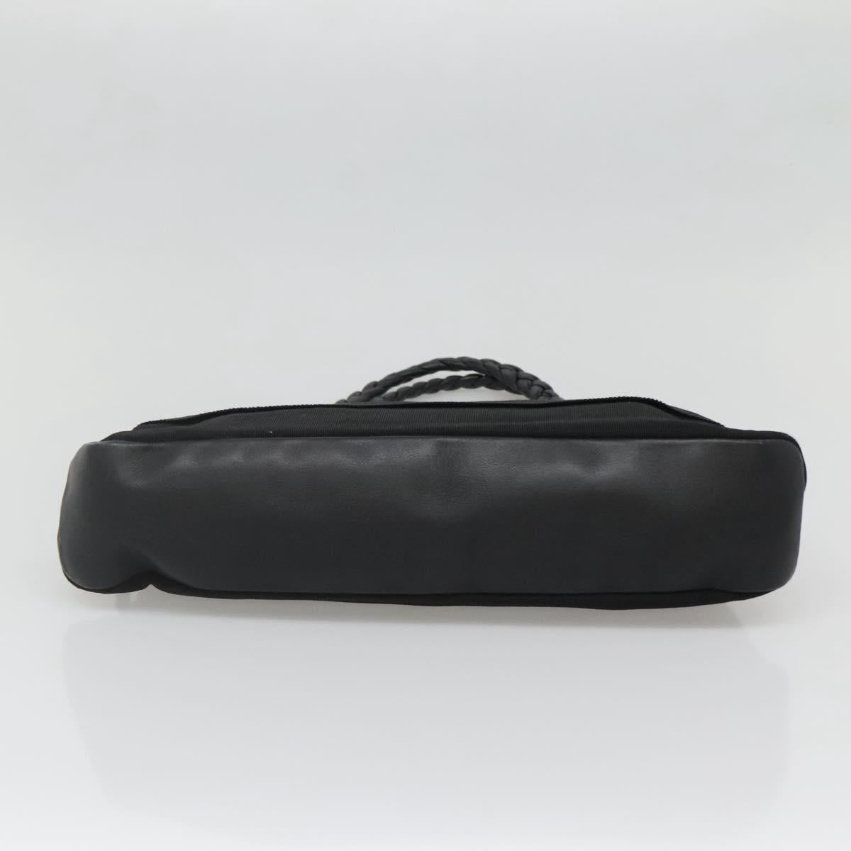 Salvatore Ferragamo Vala Hand Bag Canvas Black Silver Auth 142249