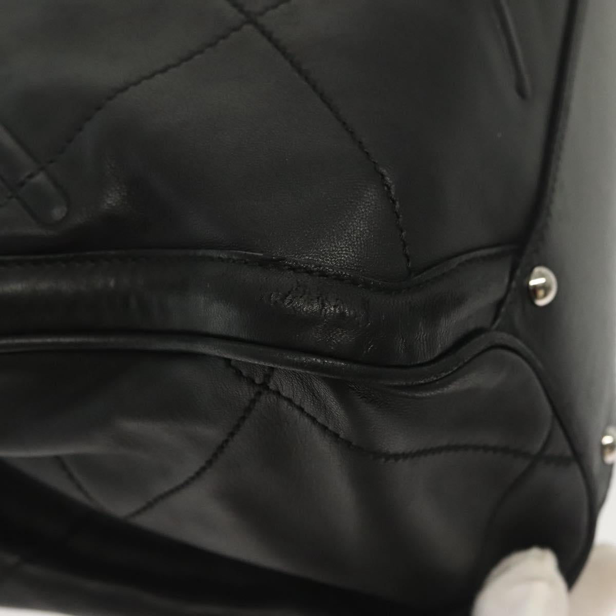 Salvatore Ferragamo Vala Hand Bag Leather Black Silver Auth 142250