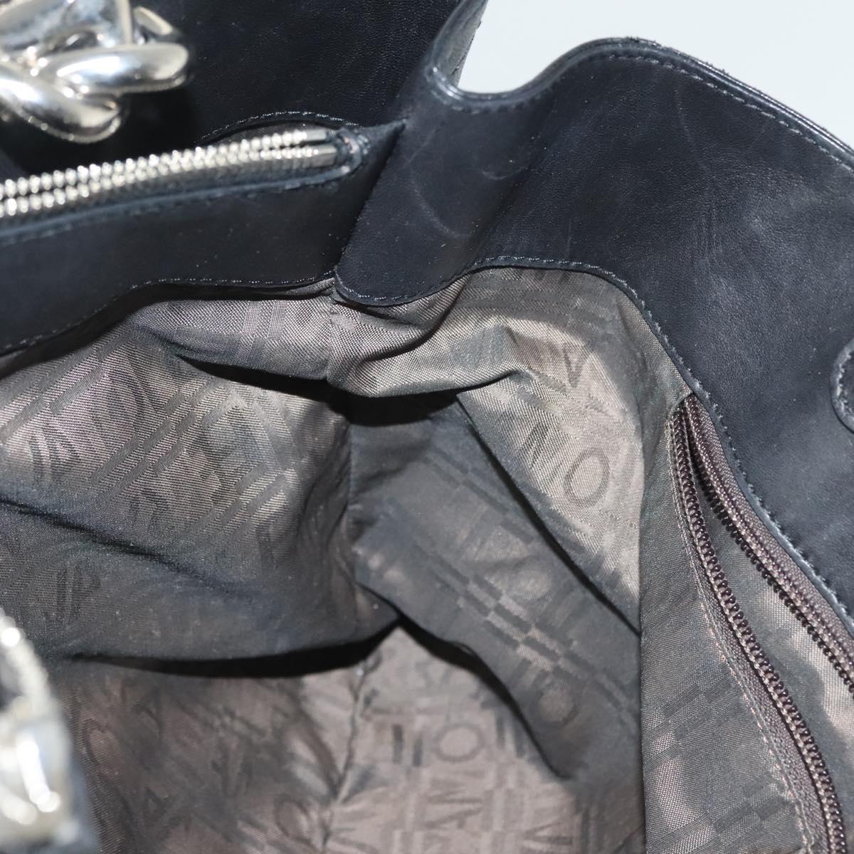 Salvatore Ferragamo Vala Hand Bag Leather Black Silver Auth 142250