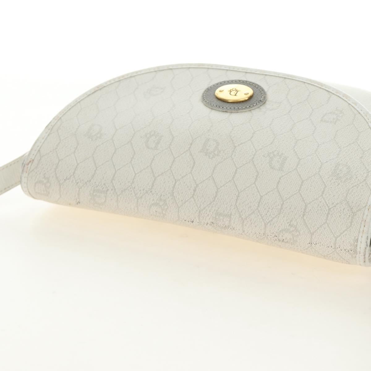Christian Dior Honeycomb Canvas Shoulder Bag PVC White Gold Auth 142253