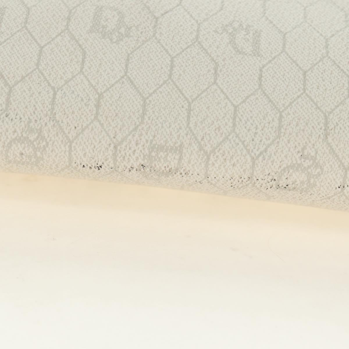 Christian Dior Honeycomb Canvas Shoulder Bag PVC White Gold Auth 142253