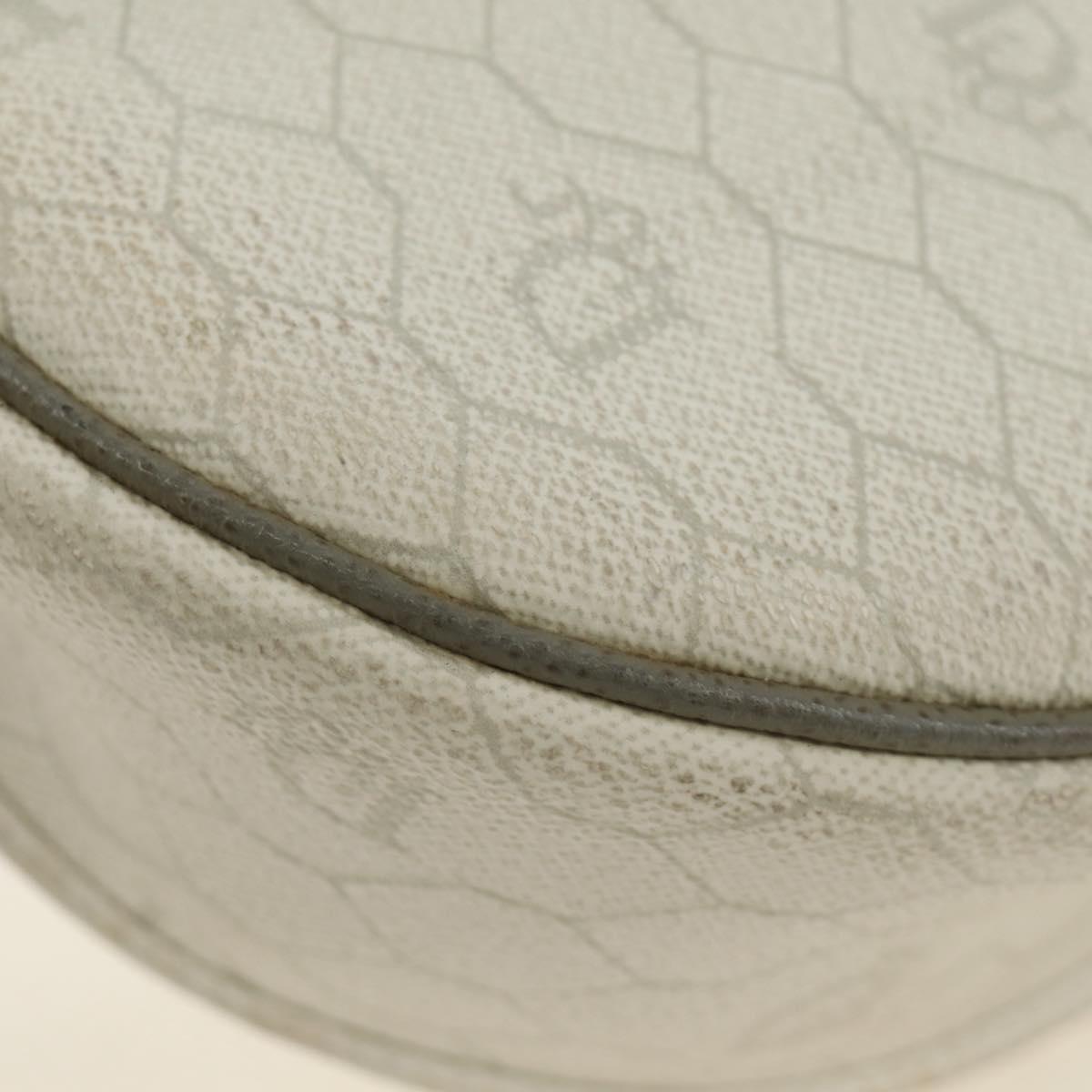 Christian Dior Honeycomb Canvas Shoulder Bag PVC White Gold Auth 142253