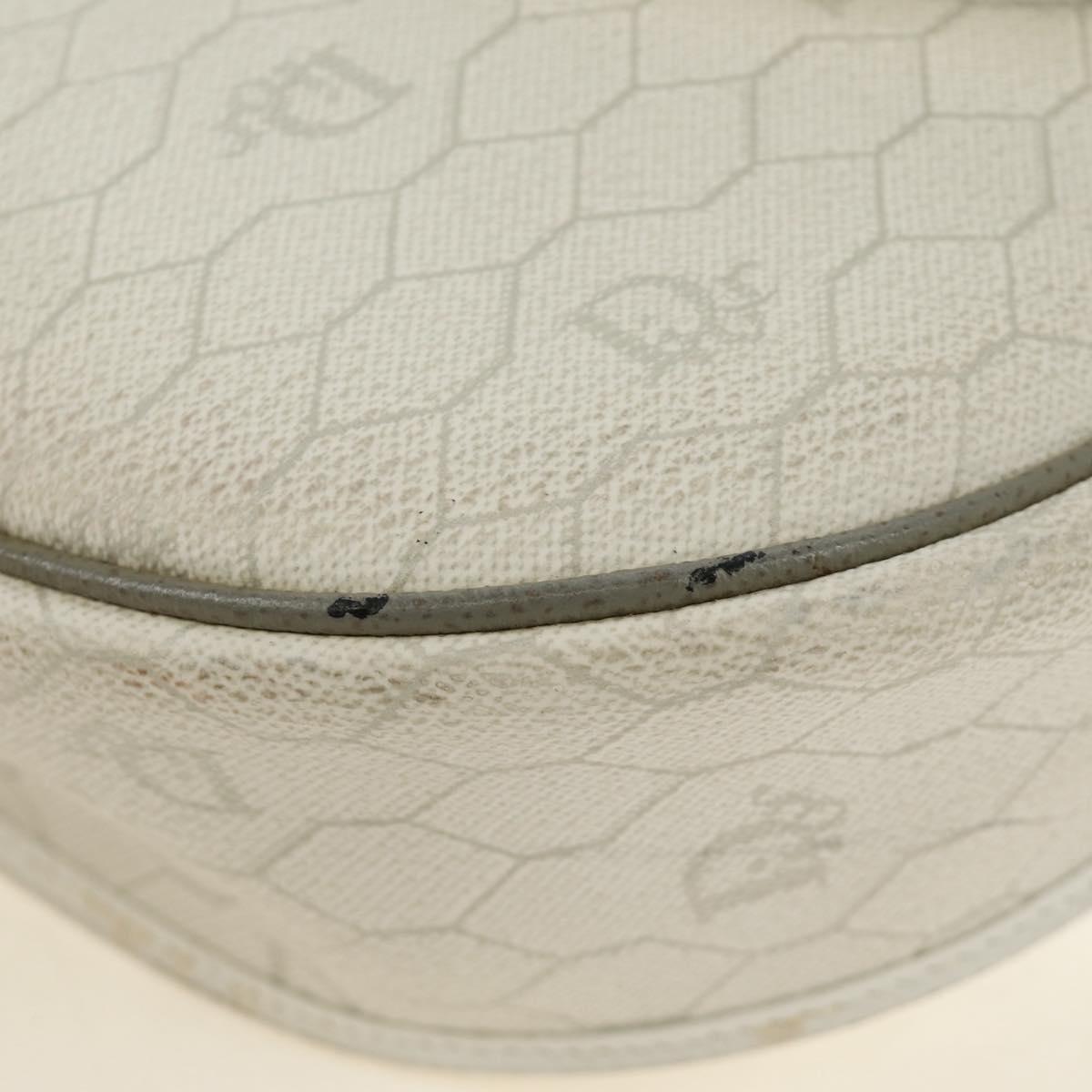 Christian Dior Honeycomb Canvas Shoulder Bag PVC White Gold Auth 142253
