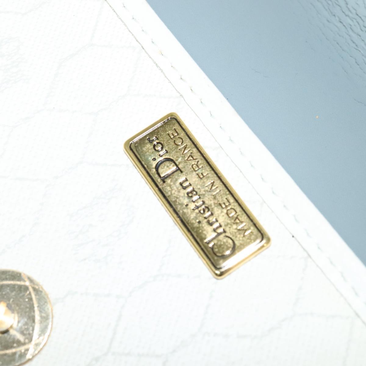 Christian Dior Honeycomb Canvas Shoulder Bag PVC White Gold Auth 142253