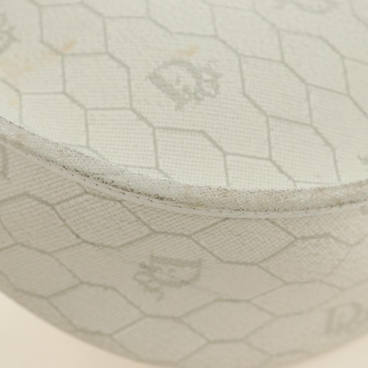 Christian Dior Honeycomb Canvas Shoulder Bag PVC White Gold Auth 142253