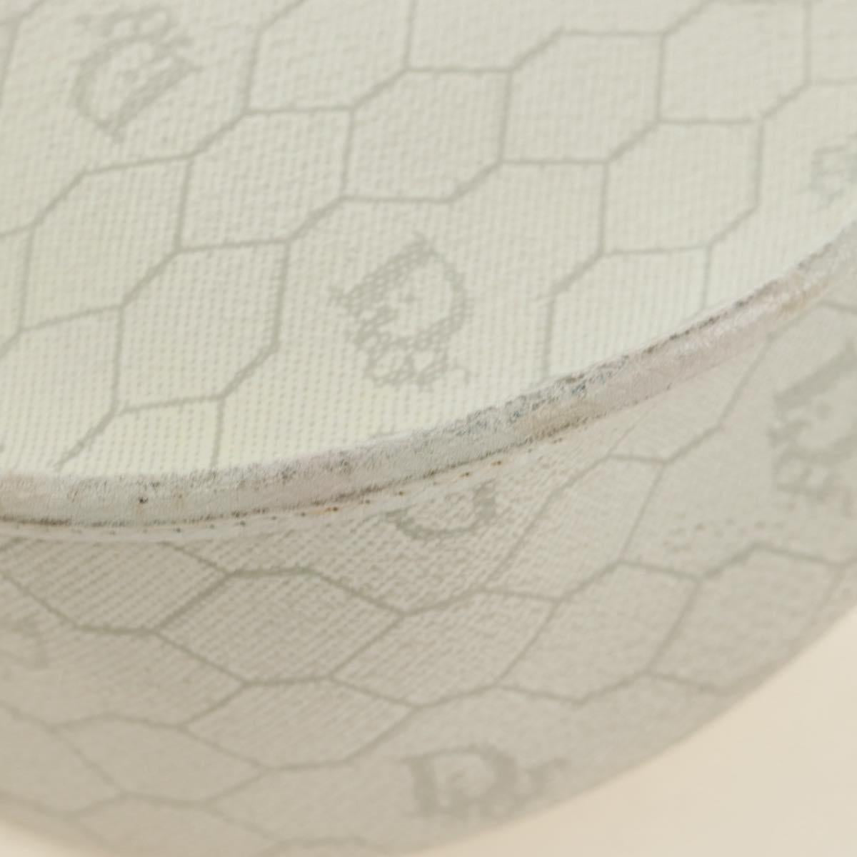 Christian Dior Honeycomb Canvas Shoulder Bag PVC White Gold Auth 142253