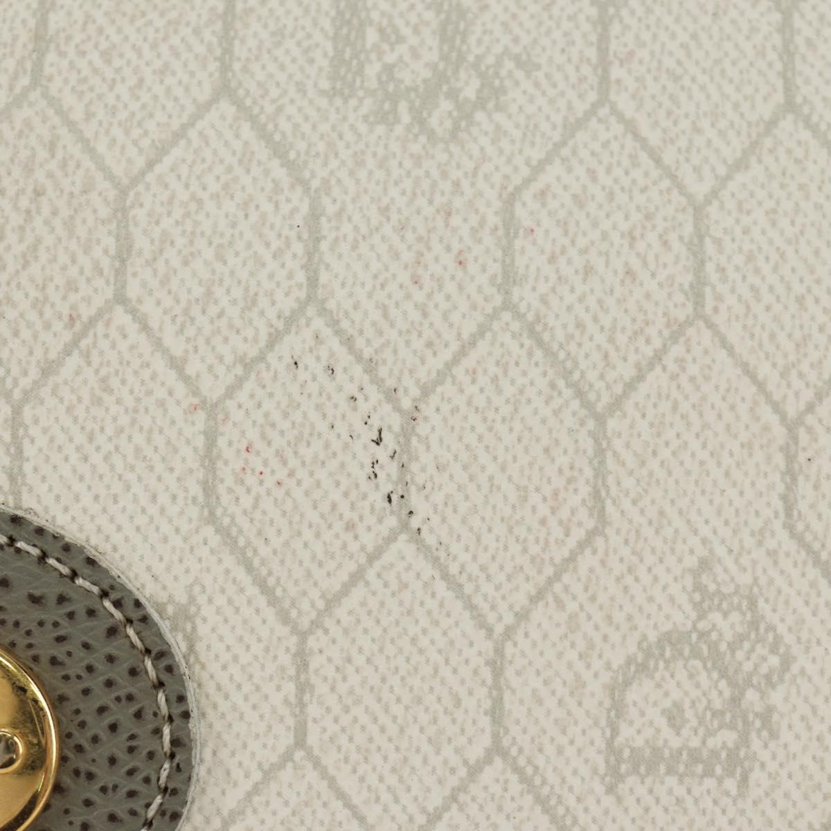Christian Dior Honeycomb Canvas Shoulder Bag PVC White Gold Auth 142253