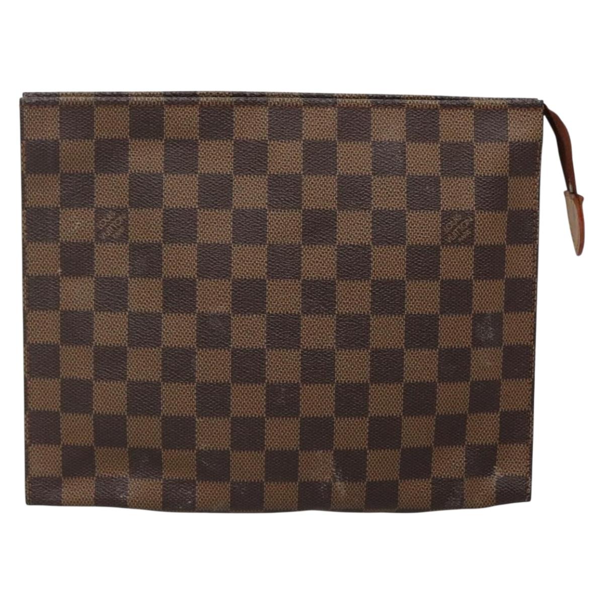 LOUIS VUITTON Damier Ebene Poche Toilette 26 Pouch N47543 LV Auth 142258