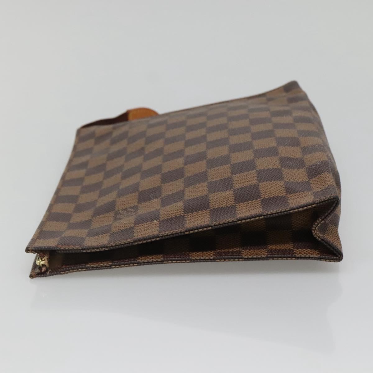 LOUIS VUITTON Damier Ebene Poche Toilette 26 Pouch N47543 LV Auth 142258